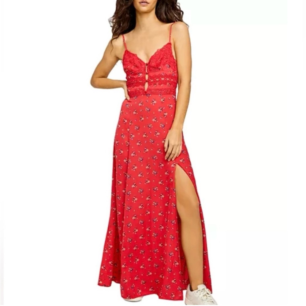 Free People Red Floral Maxi Dress